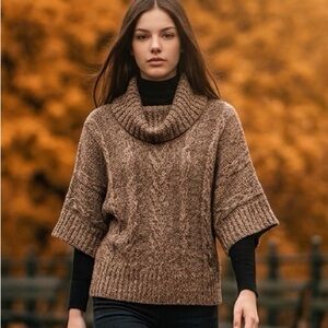 Leo & Nicole Cowl Neck Dolman Sleeve Sweater Womens Small Y2K Cropped Chunky